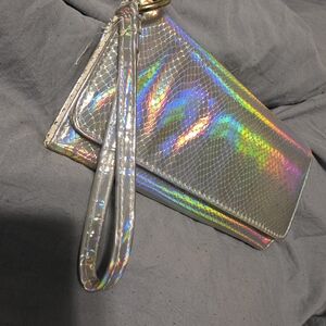 No Boundaries Iridescent Wristlet Clutch